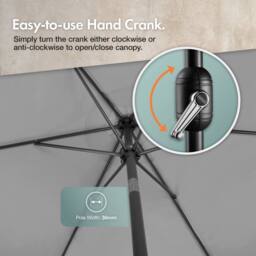 VonHaus 2M Grey Steel Garden Parasol - thumbnail 6