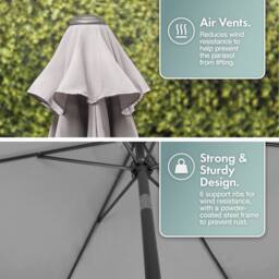 VonHaus 2M Grey Steel Garden Parasol - thumbnail 5