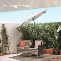 VonHaus 2M Grey Steel Garden Parasol - thumbnail 2