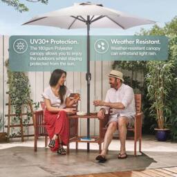 VonHaus 2M Grey Steel Garden Parasol - thumbnail 4