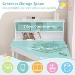 Costway Kids Corner Desk & Chair Set Children Study Table with Chair in White - thumbnail 2