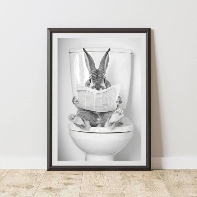 60 SECOND MAKEOVER Bunny On The Toilet Animal Print - Size: A4 - image 1