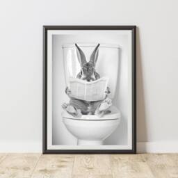 60 SECOND MAKEOVER Bunny On The Toilet Animal Print - Size: A4 - thumbnail 1