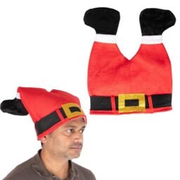 Shatchi Santa's Legs Hat Playful Christmas Hat for Adding Fun to Your Holiday Look in Red - thumbnail 3