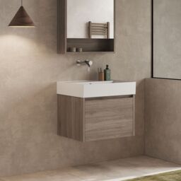 Banyetti Mino 600mm Wall Hung Vanity with Veneto 0TH Basin-Nebraska Oak in Brown - thumbnail 3
