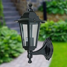 First Choice Lighting Set of 2 Cumbria - Black with Clear Six Sided IP44 Outdoor Wall Lights - thumbnail 3