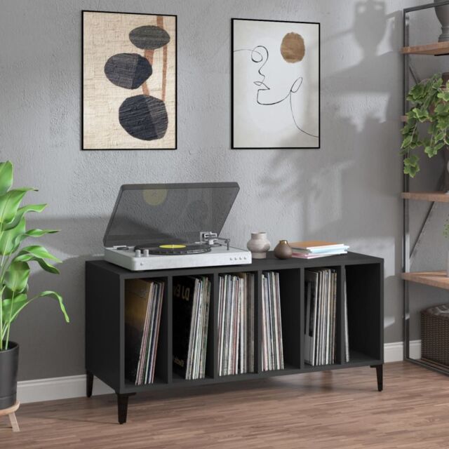 Berkfield Home Record Cabinet Black 100x38x48 cm Engineered Wood - Size: 100 x 38 x 48 cm - image 1