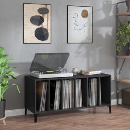 Berkfield Home Record Cabinet Black 100x38x48 cm Engineered Wood - Size: 100 x 38 x 48 cm - thumbnail 1