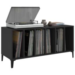 Berkfield Home Record Cabinet Black 100x38x48 cm Engineered Wood - Size: 100 x 38 x 48 cm - thumbnail 4