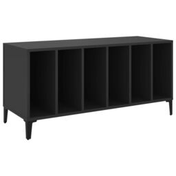 Berkfield Home Record Cabinet Black 100x38x48 cm Engineered Wood - Size: 100 x 38 x 48 cm - thumbnail 2