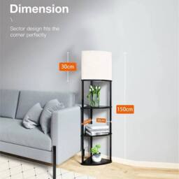 Kelvenix Corner Floor Lamp with Shelves in Black - thumbnail 2