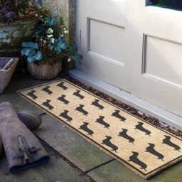 Artsy Mats Dachshund Pattern Coir Doormat (120 x 40cm) in Brown - Size: 40 cm x 120 cm - thumbnail 1