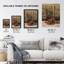 Artery8 Candlestick Vase & Mask Still Life Framed Wall Art Print Egon Schiele in Brown - Size: A4 - thumbnail 3
