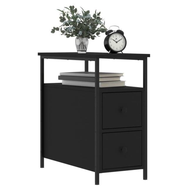 Berkfield Home Durable Bedside Cabinet Black 30x60x60 cm Engineered Wood - Size: 30 x 60 x 60 cm - image 1
