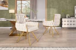 Merax Set of 4 Velvet Swivel Dining Chair with Arms & Backrest in Beige - thumbnail 7