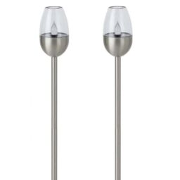 Marco Paul 2pc Waterproof Garden Solar Lights with Flickering Flame in Silver - thumbnail 8
