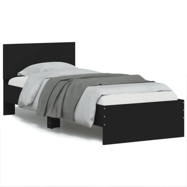 Berkfield Home Bed Frame without Mattress with Headboard Black 75x190 cm Small Single - image 1
