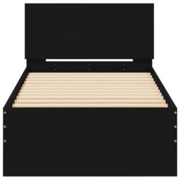 Berkfield Home Bed Frame without Mattress with Headboard Black 75x190 cm Small Single - thumbnail 5
