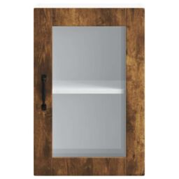 Berkfield Home Kitchen Wall Cabinet with Glass Door¬†Porto Smoked Oak in Brown - thumbnail 6
