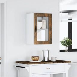Berkfield Home Kitchen Wall Cabinet with Glass Door¬†Porto Smoked Oak in Brown - thumbnail 3