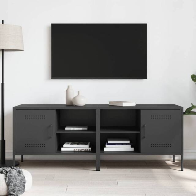 Berkfield Home TV Cabinets 2 pcs Black 68x39x50.5 cm Steel in Charcoal - image 1