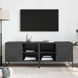 Berkfield Home TV Cabinets 2 pcs Black 68x39x50.5 cm Steel in Charcoal - thumbnail 1