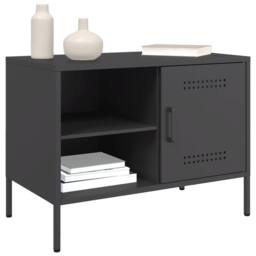 Berkfield Home TV Cabinets 2 pcs Black 68x39x50.5 cm Steel in Charcoal - thumbnail 4