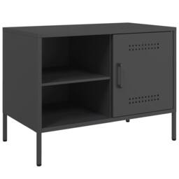 Berkfield Home TV Cabinets 2 pcs Black 68x39x50.5 cm Steel in Charcoal - thumbnail 6