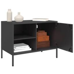 Berkfield Home TV Cabinets 2 pcs Black 68x39x50.5 cm Steel in Charcoal - thumbnail 5