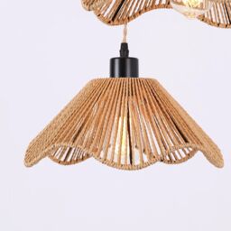 Garwarm 3 - Light Boho Rattan Farmhouse Pendant Light in Gold - thumbnail 6
