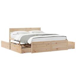 Berkfield Home Modern Bed Frame without Mattress 150x200 cm King Size Solid Wood Pine in Light Tan - thumbnail 3