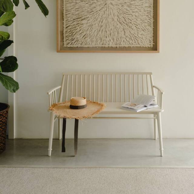 Statement Furniture Queensbury Bench with Back, Wooden Bench Seat in Cream - image 1