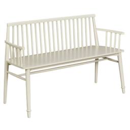 Statement Furniture Queensbury Bench with Back, Wooden Bench Seat in Cream - thumbnail 2