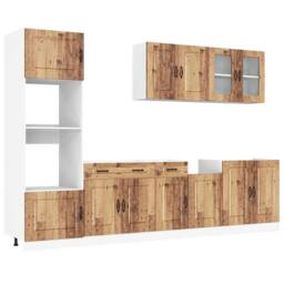 Berkfield Home Elegant 7 Piece Kitchen Cabinet Set Kalmar Old Wood Engineered Wood in Brown - thumbnail 3
