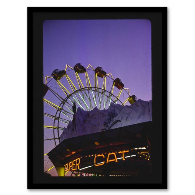 Artery8 John Margolies Wonderland at Dusk Ocean City New Jersey Framed Art in Purple - Size: A4 - image 1
