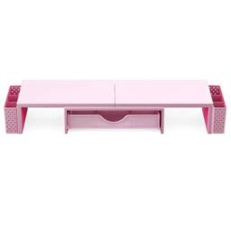 SPETLEK Dual Monitor Stand 2 Shelves Desk Riser Organizer Pink - Size: 0.6m2