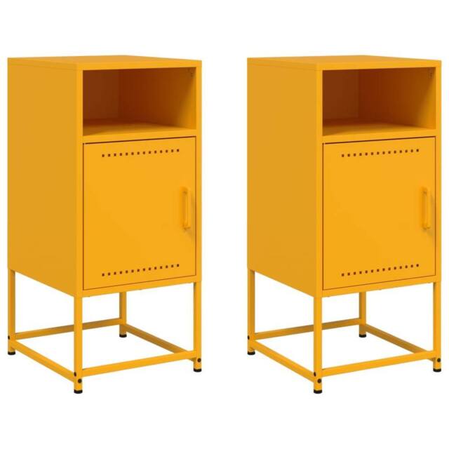 Berkfield Home Bedside Cabinets 2 pcs Mustard Yellow 36x39x78 cm Steel - Size: 36 x 39 x 78 cm - image 1