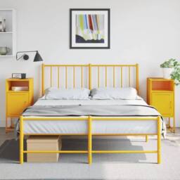Berkfield Home Bedside Cabinets 2 pcs Mustard Yellow 36x39x78 cm Steel - Size: 36 x 39 x 78 cm - thumbnail 2