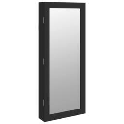 Berkfield Home Mirror Jewellery Cabinet with LED Lights Wall Mounted Black