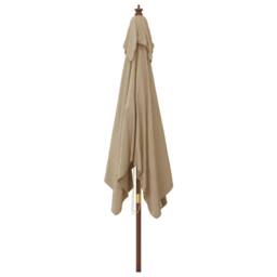 Berkfield Home Durable Garden Parasol with Wooden Pole Taupe 300x300x273 cm in Beige - Size: 300 x 300 x 273 cm - thumbnail 4