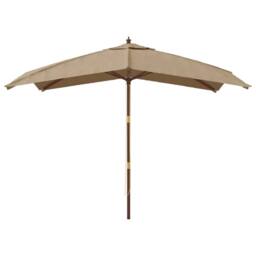 Berkfield Home Durable Garden Parasol with Wooden Pole Taupe 300x300x273 cm in Beige - Size: 300 x 300 x 273 cm - thumbnail 1