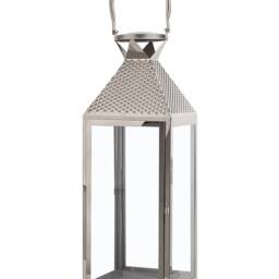 Wyld and Coco Lumenique Silver Stainless Steel Lantern 55 cm - Pillar Candle Holder - thumbnail 2