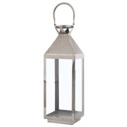 Wyld and Coco Lumenique Silver Stainless Steel Lantern 55 cm - Pillar Candle Holder - thumbnail 5
