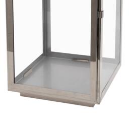 Wyld and Coco Lumenique Silver Stainless Steel Lantern 55 cm - Pillar Candle Holder - thumbnail 7