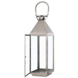 Wyld and Coco Lumenique Silver Stainless Steel Lantern 55 cm - Pillar Candle Holder - thumbnail 4