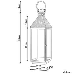 Wyld and Coco Lumenique Silver Stainless Steel Lantern 55 cm - Pillar Candle Holder - thumbnail 3