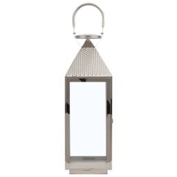 Wyld and Coco Lumenique Silver Stainless Steel Lantern 55 cm - Pillar Candle Holder - thumbnail 6
