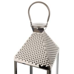 Wyld and Coco Lumenique Silver Stainless Steel Lantern 55 cm - Pillar Candle Holder - thumbnail 9