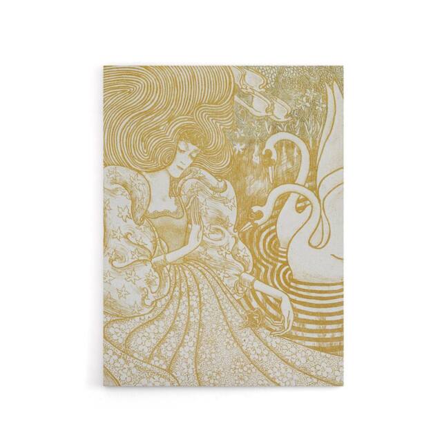 "Artery8 Woman With Butterfly Pond Two Swans Canvas Wall Art Print Toorop in Brown - Size: W18"" x H24""" - image 1