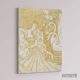 "Artery8 Woman With Butterfly Pond Two Swans Canvas Wall Art Print Toorop in Brown - Size: W18"" x H24""" - thumbnail 2